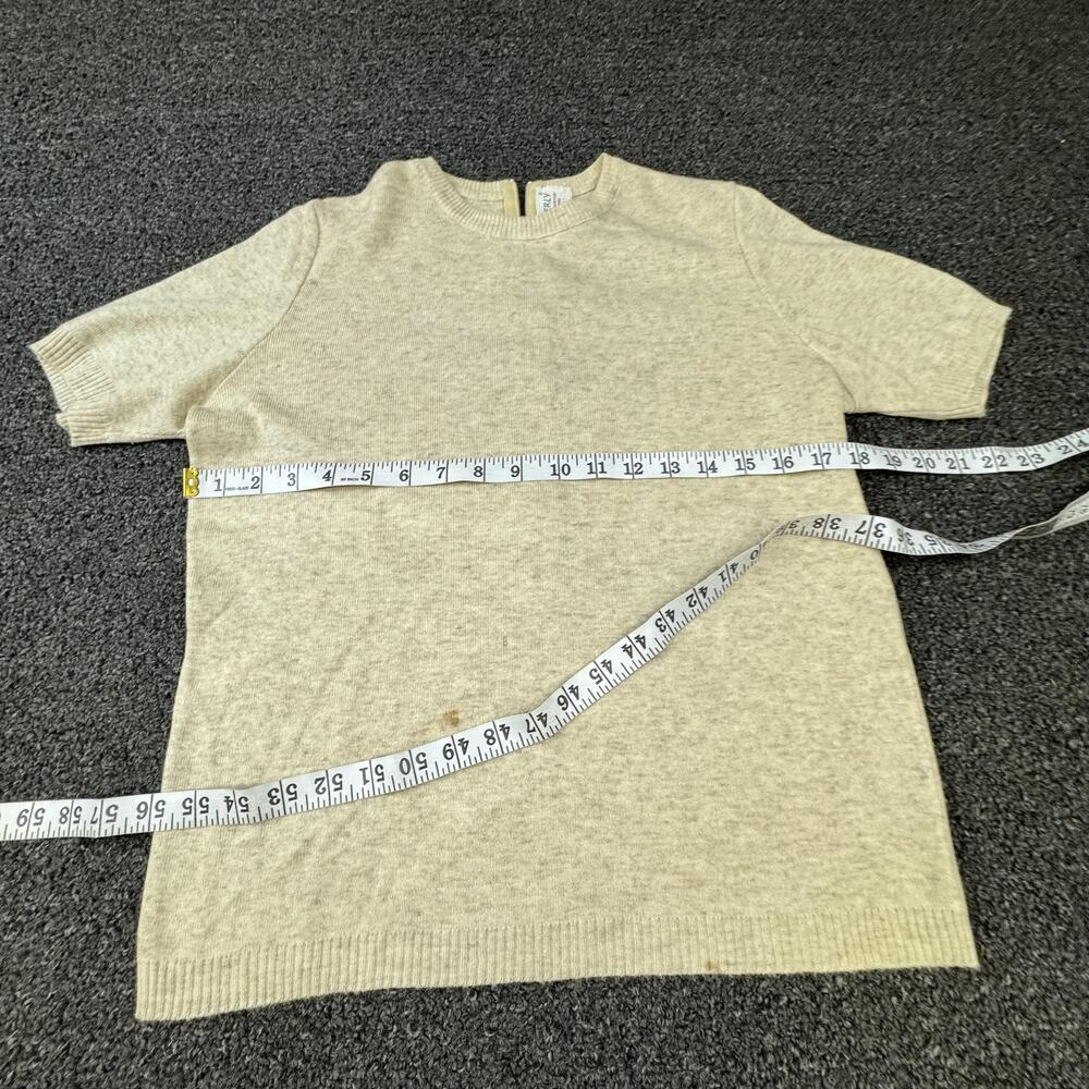 Kimberly Pullover Sweater Womens M Beige Short Sleeve Crew Neck Zipper Cashmere - Picture 3 of 8